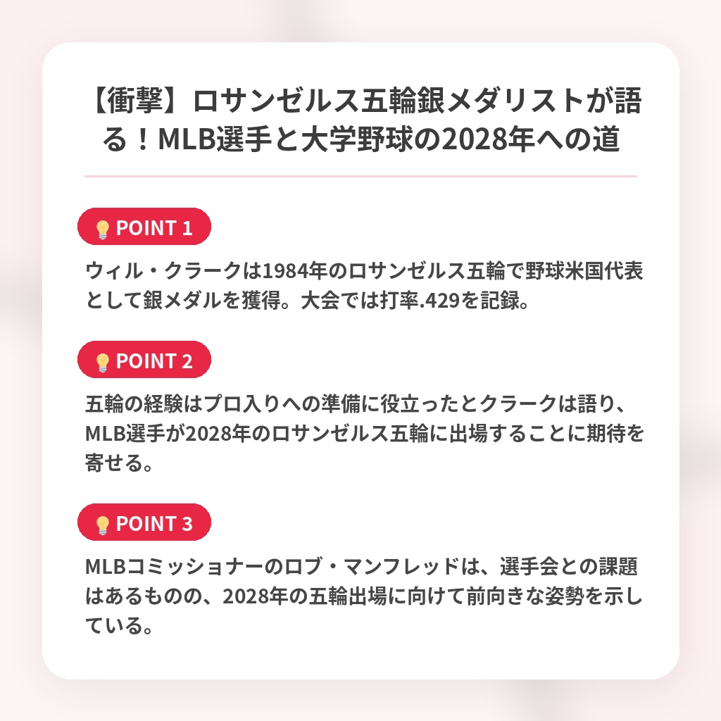 【衝撃】ロサンゼルス五輪銀メダリストが語る！MLB選手と大学野球の2028年への道の注目ポイントまとめ