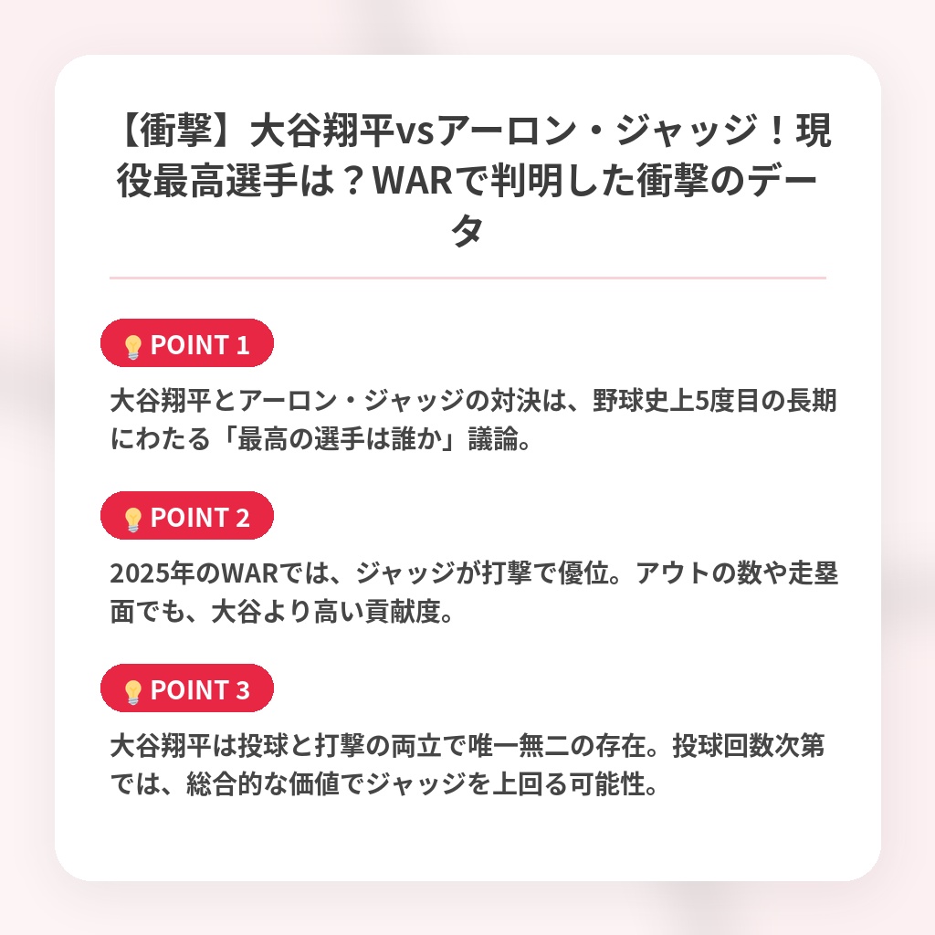 【衝撃】大谷翔平vsアーロン・ジャッジ！現役最高選手は？WARで判明した衝撃のデータの注目ポイントまとめ